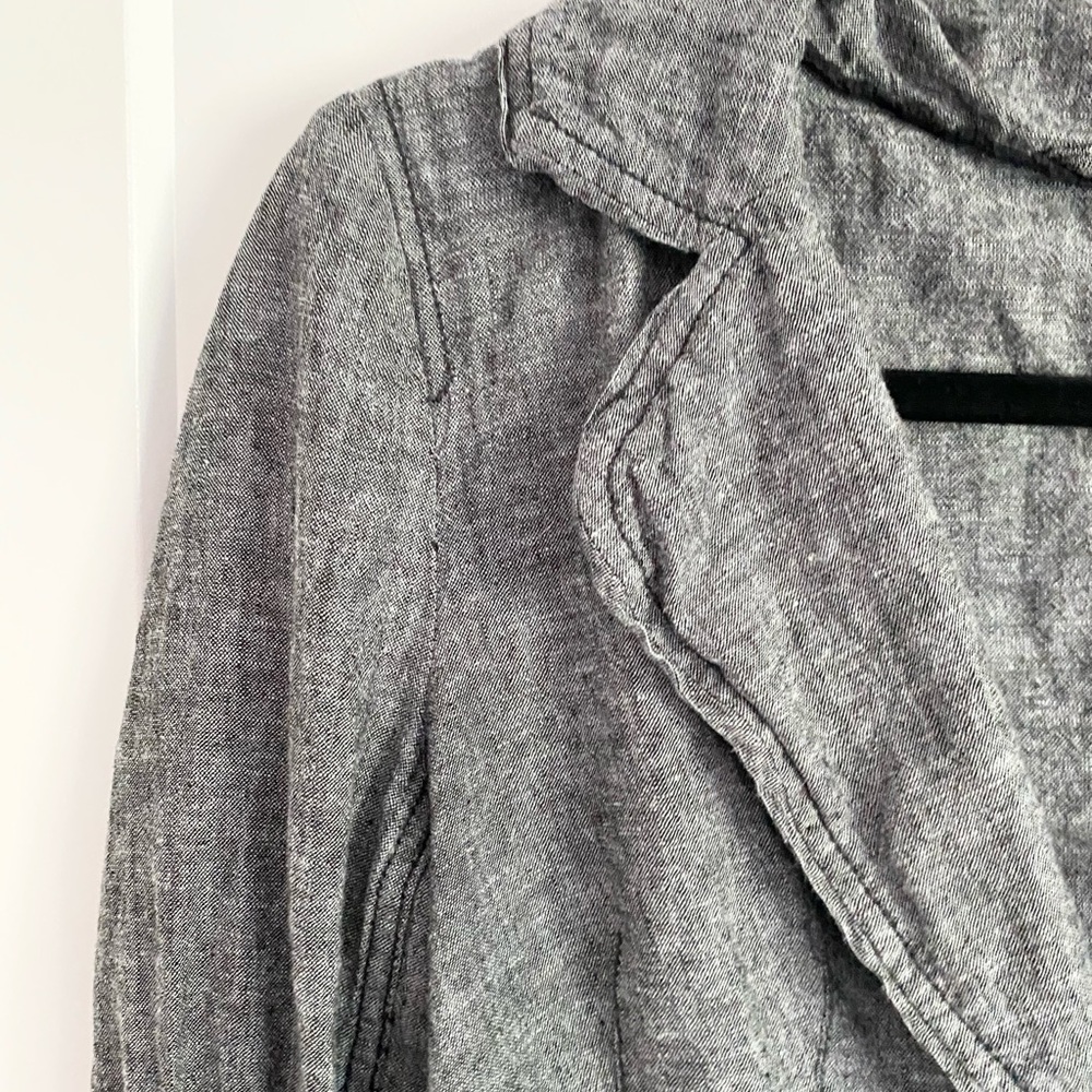 Free People Gray Ruffle Blazer Jacket Small - Picture 5 of 14